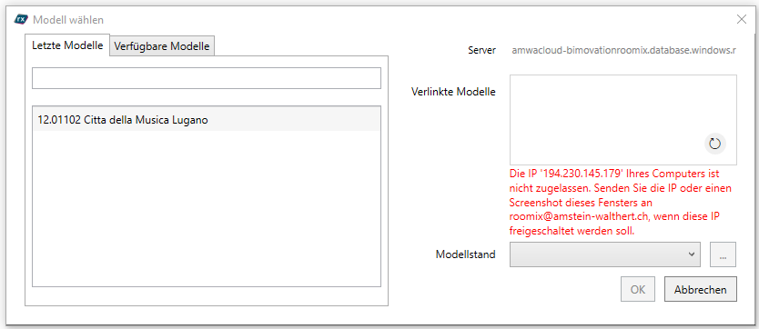 Fehlermeldung IP Adresse